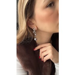 Sallantılı silver büyük top küpe