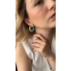 C model gold mavi renkli çelik küpe