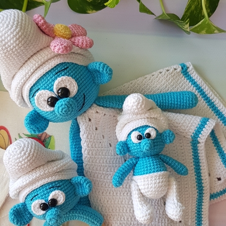 Şirin uyku arkadaşı amigurumi kiti/ minik Şirin tarifi hediye 