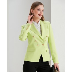 SHNWOMAN kruvaze yakalı vatkalı blazer ceket: Lime