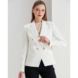 SHNWOMAN kruvaze yakalı vatkalı blazer ceket: Beyaz
