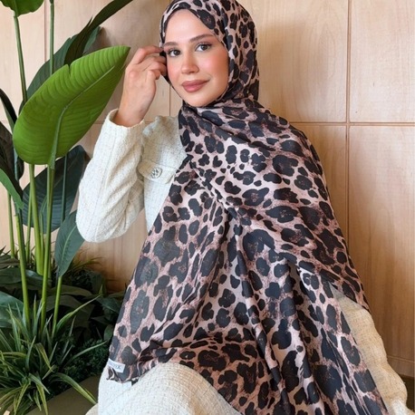 KAHVE LEOPAR DESEN ŞAL