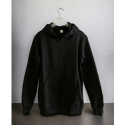 ERKEK KAPUSONLU BASKISIZ SIYAH SWEATSHIRT