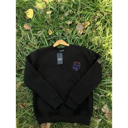 UNISEX SIYAH BASKILI OVERSIZE SWEATSHIRT