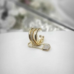 Vip Gold Çengelli İğne Detay Kıkırdak Küpe (Tek)