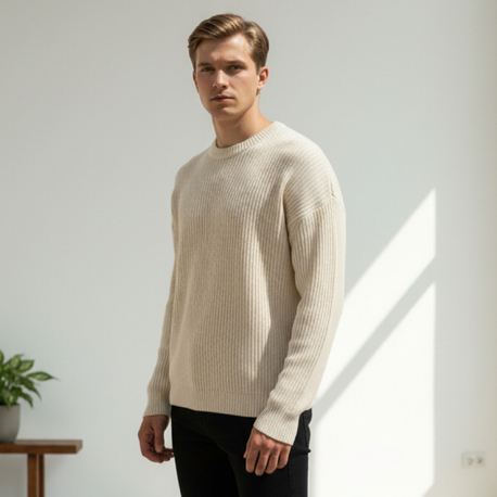 Bisiklet Yaka Oversize Vanilya Kazak