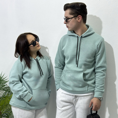 Su Yeşili Şapkalı Sweatshirt