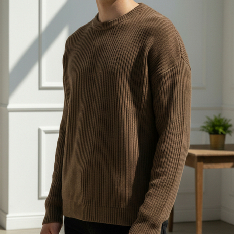 Bisiklet Yaka Oversize Kahverengi Kazak 