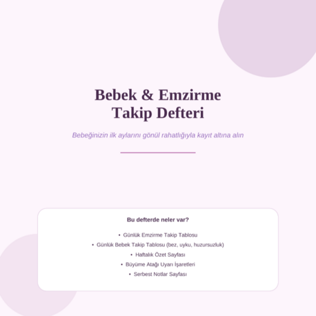 Bebek & Emzirme Takip Defteri| Yazdırılabilir PDF (16 Sayfa)