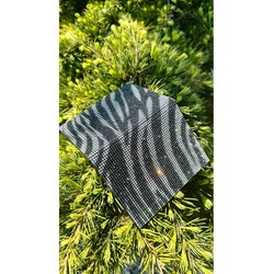 Taşlı Ruhsat Kılıfı Zebra Desen Siyah Gri Beyaz Taş