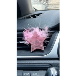 KLİMA SÜSÜ PEMBE TAŞLI PEMBE TÜYLÜ