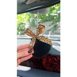 DİKİZ AYNA SÜSÜ LEOPAR KURDELE PONPON SET