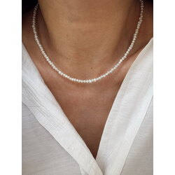Çelik 2-3 mm KUM MODEL & BAROK İNCİ KOLYE  Pearl Glow – Işıltılı İnci.