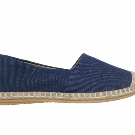 Blue Jean  Renk Çizgili  Keten Rahat Yumuşak Babet Bayan Espadril