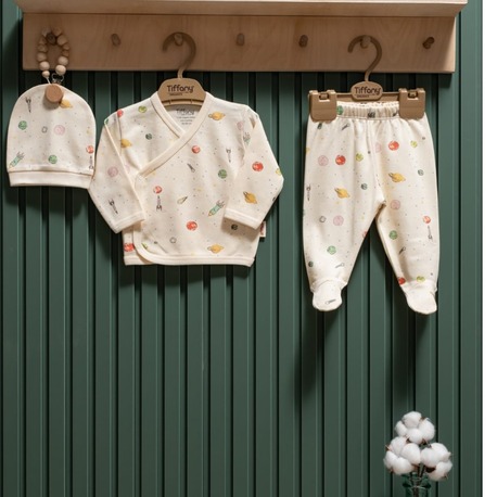 TİFFANY UNISEX 0-3 AY ORGANIC SPACE 3LÜ ZIBIN SET