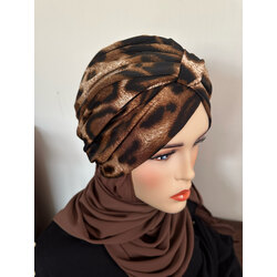 Leopar Sandy Türbanlı Şal 