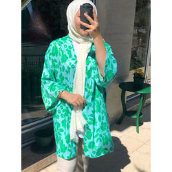 kimono yeşil desenli