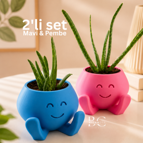 2'li "Smile Buddy" Saksı Seti