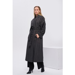 Bi Kuğu Oversize Astarsız Balıksırtı Bornoz Model Uzun Kadın Kaban