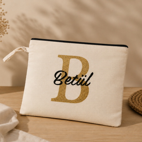 İsme Özel tek taraflı baskılı clutch çanta