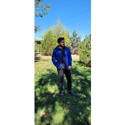 Mavi Prada Kapişonlu Yagmurluk