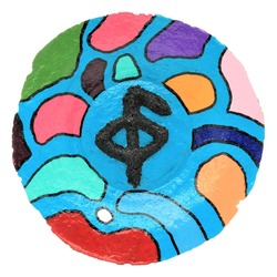 Papier Mache Şifa Derin Tabak - Mavi Geometrik Desenli