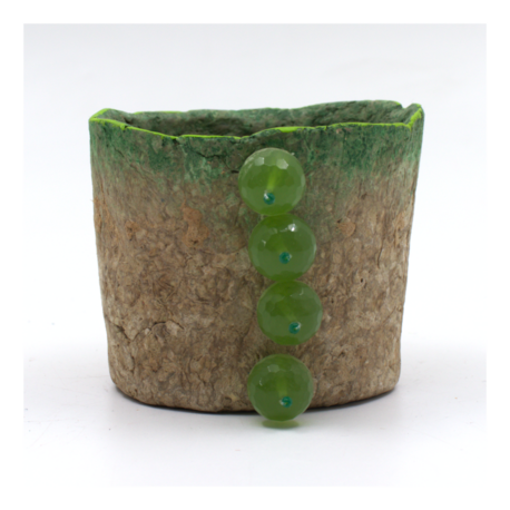 Papier Mache Peridot  Silindir Kap - Naturel ve Yeşil