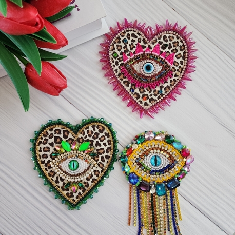 pembe leopar broş -aplike 