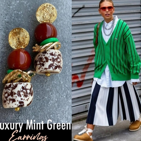 Luxury Mint Green Küpeler