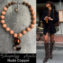 Shapeless Agate Nude Copper Kolye 
