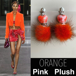 By Bulik Tasarım Orange Pink Love Plush Earrings