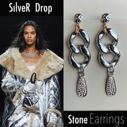 By Bulik Tasarım Sılver Drop Stone Earrings