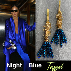 Night Blue Tassel Küpeler