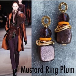 By Bulik Tasarım Mustard Ring Plum Earrings