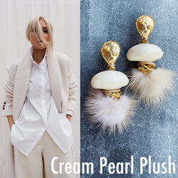 By Bulik Tasarım Cream Pearl Plush Esrrings