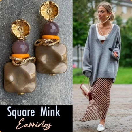 Square Mink Küpeler