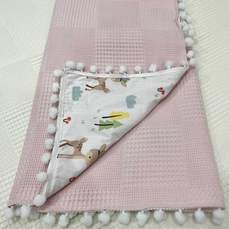 Pembe Poplin Kumaş Çok Amaçlı Bebek Battaniyesi