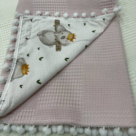 Pembe Poplin Kumaş Çok Amaçlı Bebek Battaniyesi