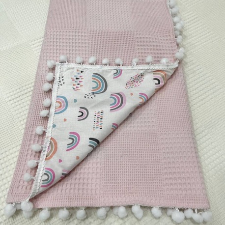 Pembe Poplin Kumaş Çok Amaçlı Bebek Battaniyesi