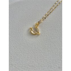 Taşlı Satürn Gold Çelik Kolye 