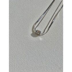 Çift Zincirli Silindir Gümüş Çelik Kolye