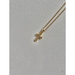 Minimalist Taşlı Haç Gold Çelik Kolye