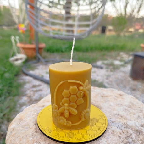 Arı Motifli Sütun Mum