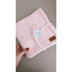 100x100  pembe renk 4 kat müslin battaniye 
