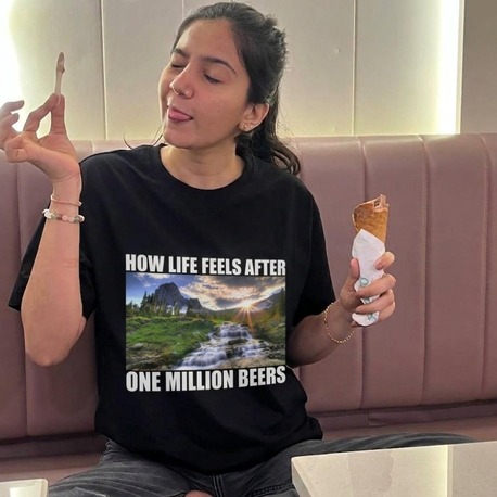 how lifes after one milion beers y2k vıntage funny tee
