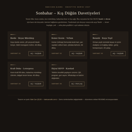 Sonbahar–Kış Düğün Davetiye 2027