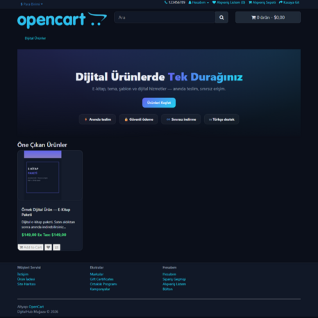 Dijital Mağaza v1 (OpenCart Teması)