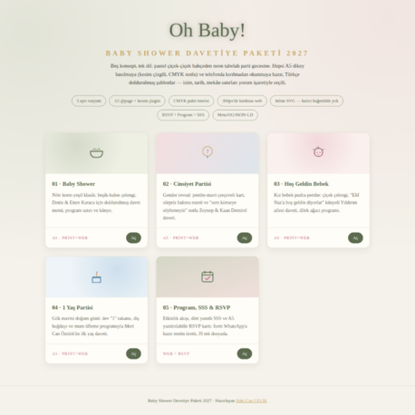 Baby Shower Davetiye Paketi 2027