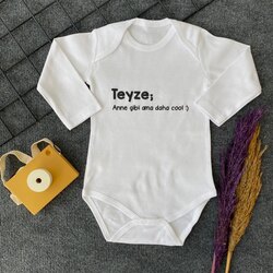 “ Teyze anne gibi ama daha cool :) “ Baskılı , Çıtçıtlı badi 