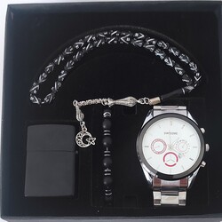 Barse Collection Kişiye özel Saat Çakmak ve tesbih Hediye Set